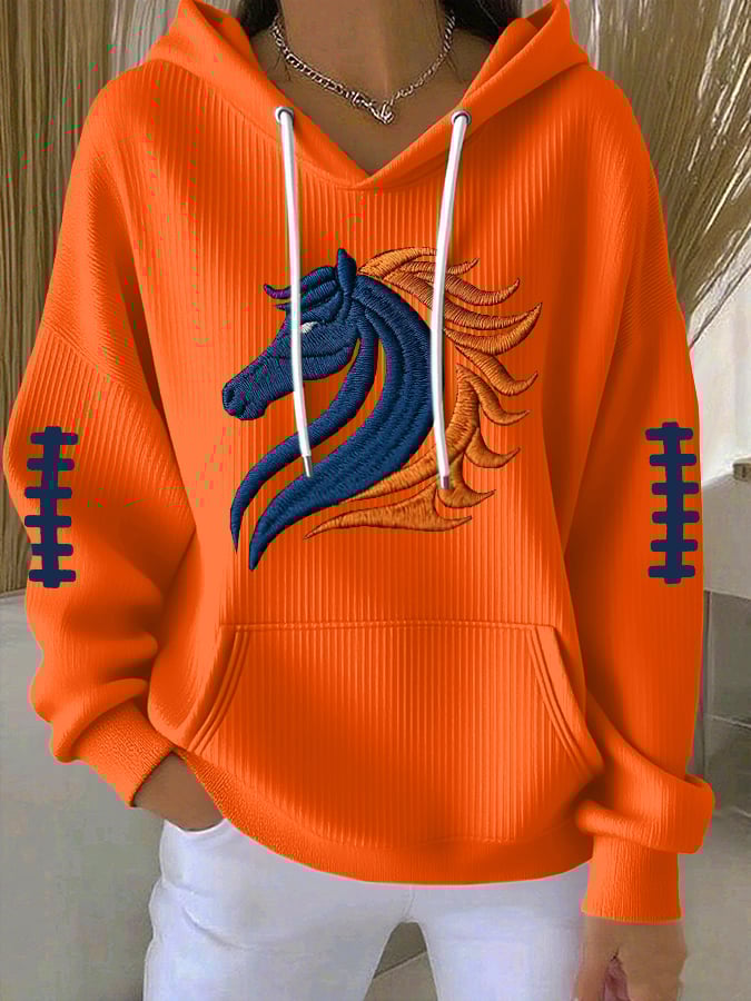 Women's Football Print Casual Hoodie