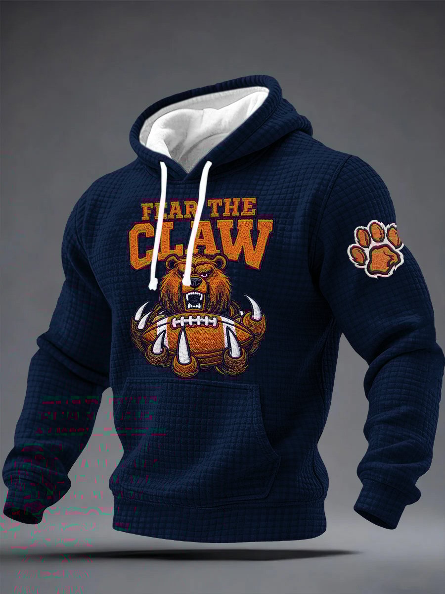 Men's Retro Fear The Claw Print Hoodie
