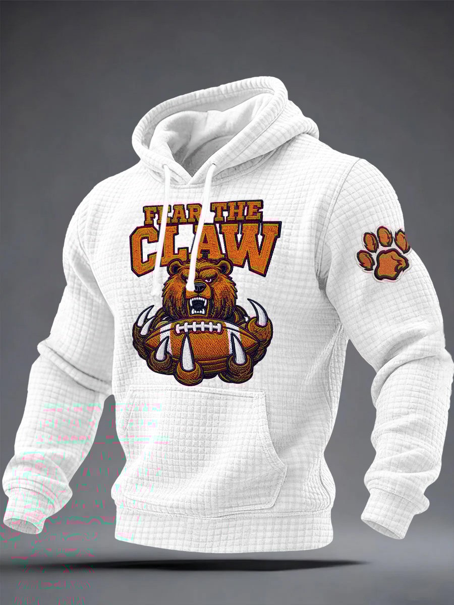 Men's Retro Fear The Claw Print Hoodie