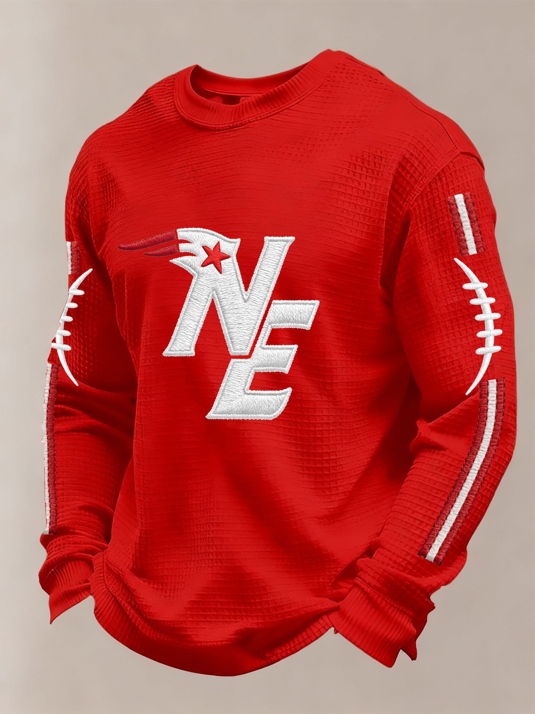 Men’s Football Graphic Waffle Knit Long Sleeve Crewneck Top