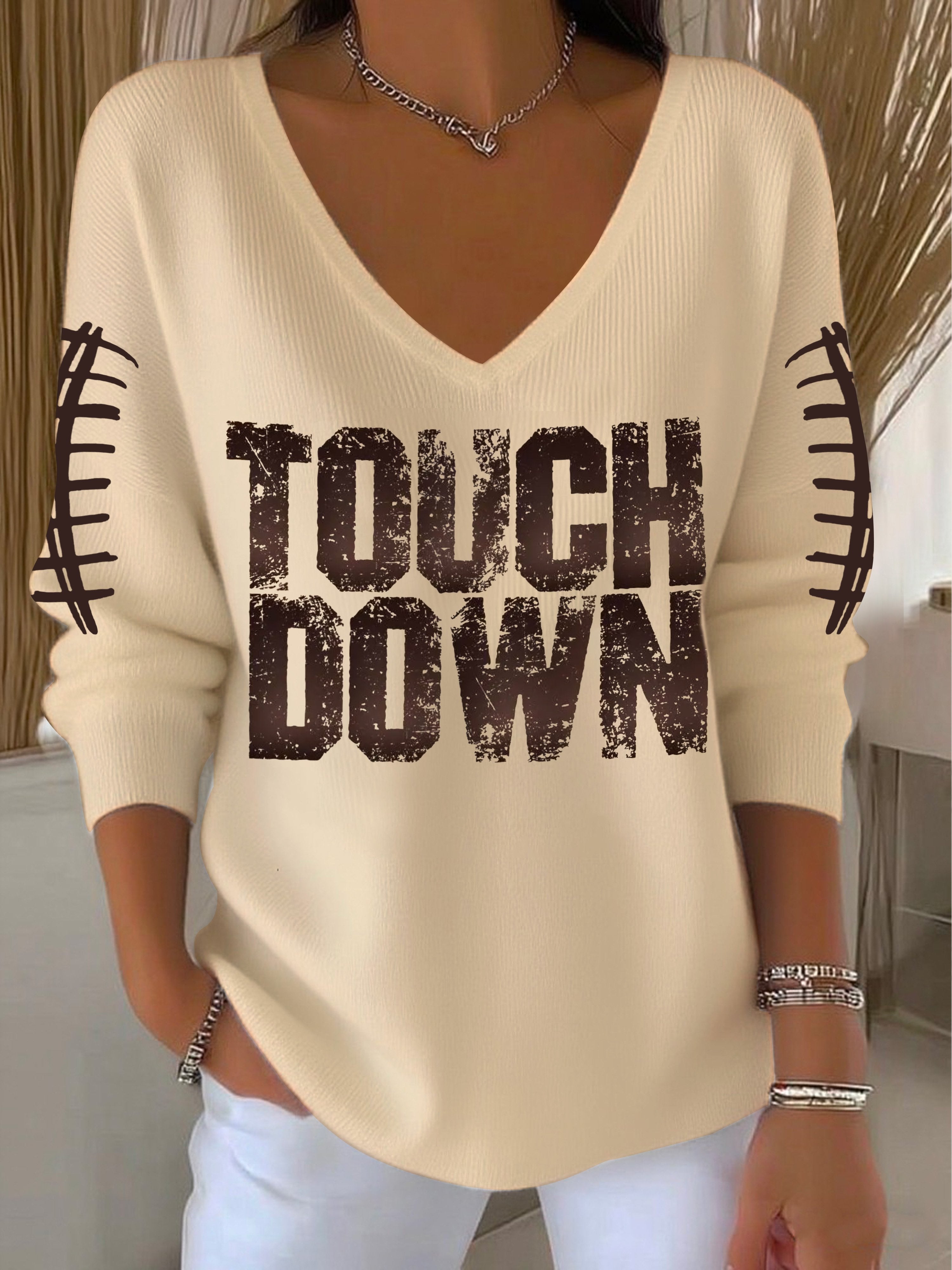 Women's Autumn Touchdown Printed Casual Top