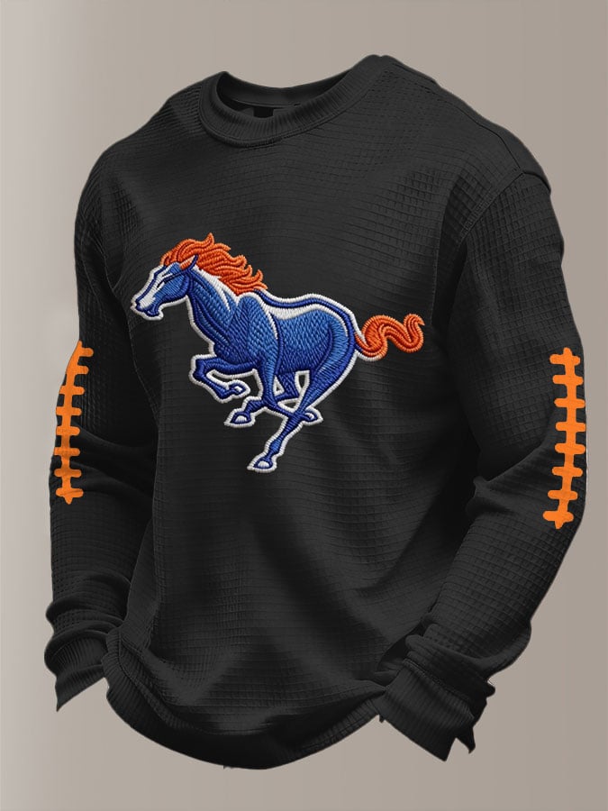 Men's Football Waffle Fabric Long-sleeved T-shirt