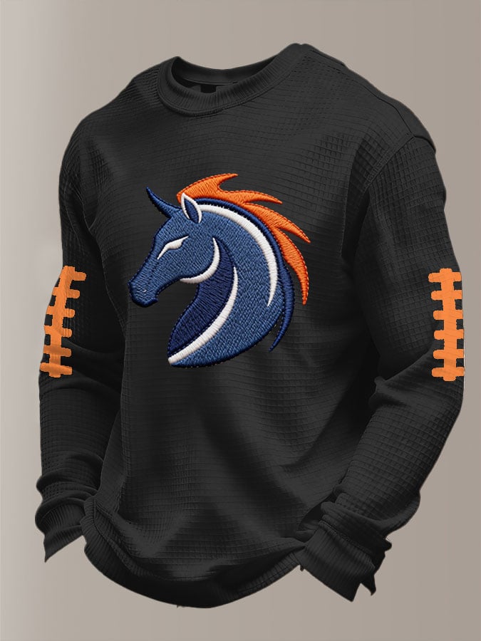 Men's Football Waffle Fabric Long-sleeved T-shirt