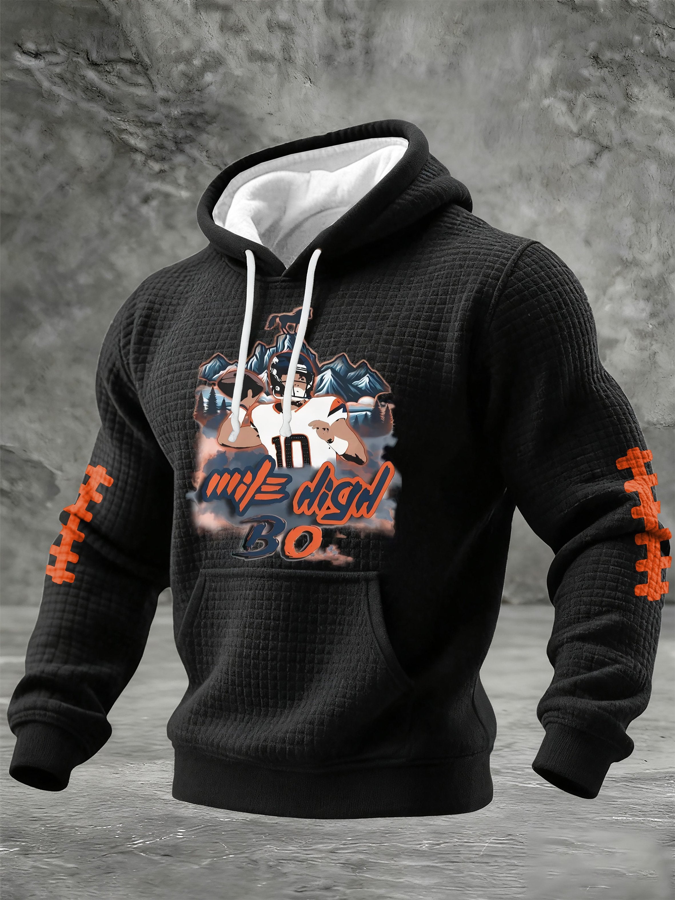 Men'S Football Printed Hooded Sweatshirt