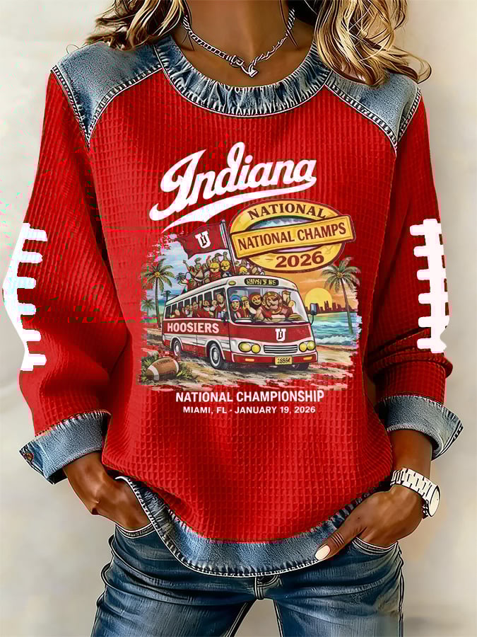 Women's rugby print long-sleeved sweatshirt