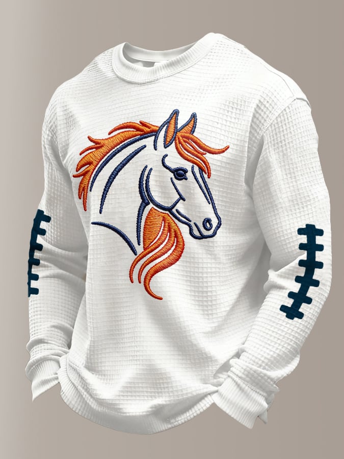 Men's Football Waffle Fabric Long-sleeved T-shirt