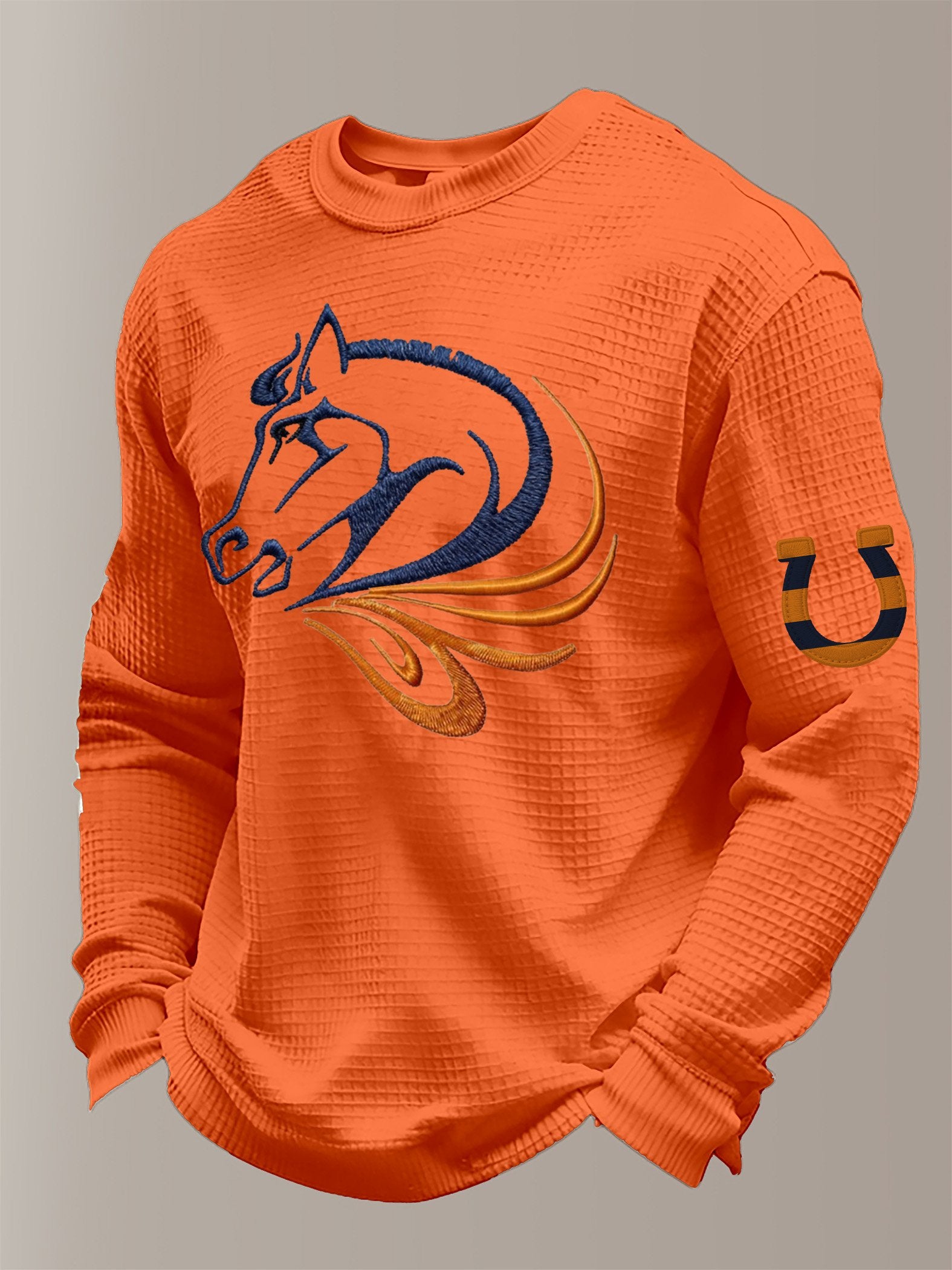 Men's Waffle Fabric Long-sleeved T-shirt