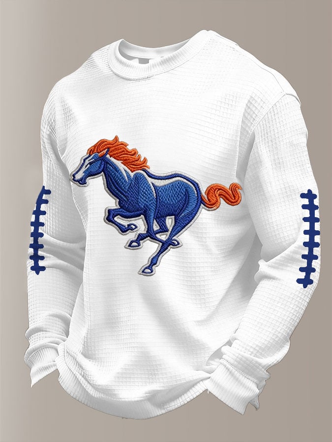 Men's Football Waffle Fabric Long-sleeved T-shirt