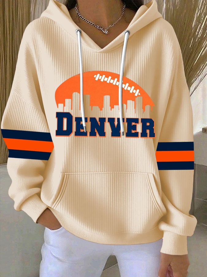 Women's Football Print Casual Hoodie