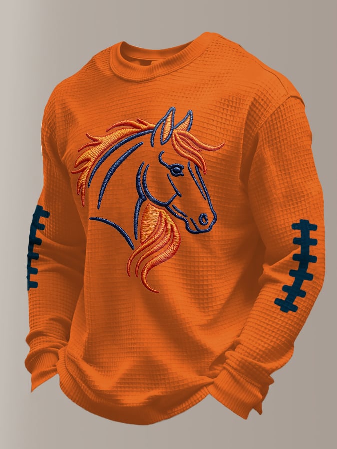 Men's Football Waffle Fabric Long-sleeved T-shirt