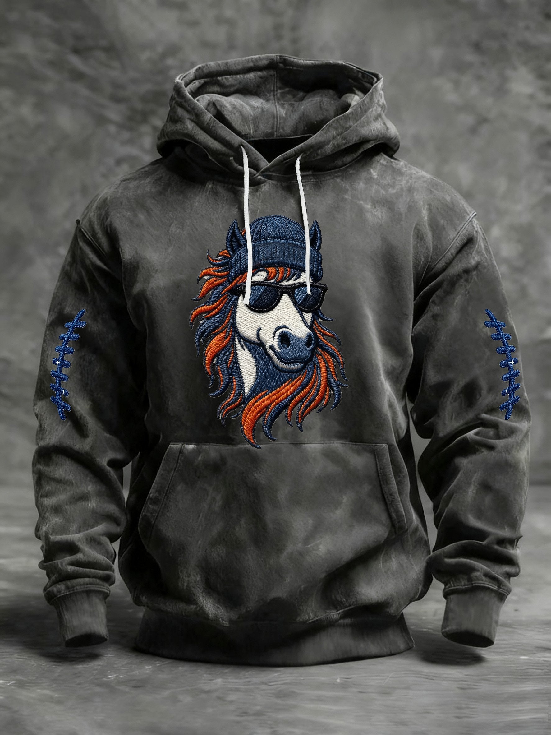Men's Rugby Print Crew Neck Hoodie