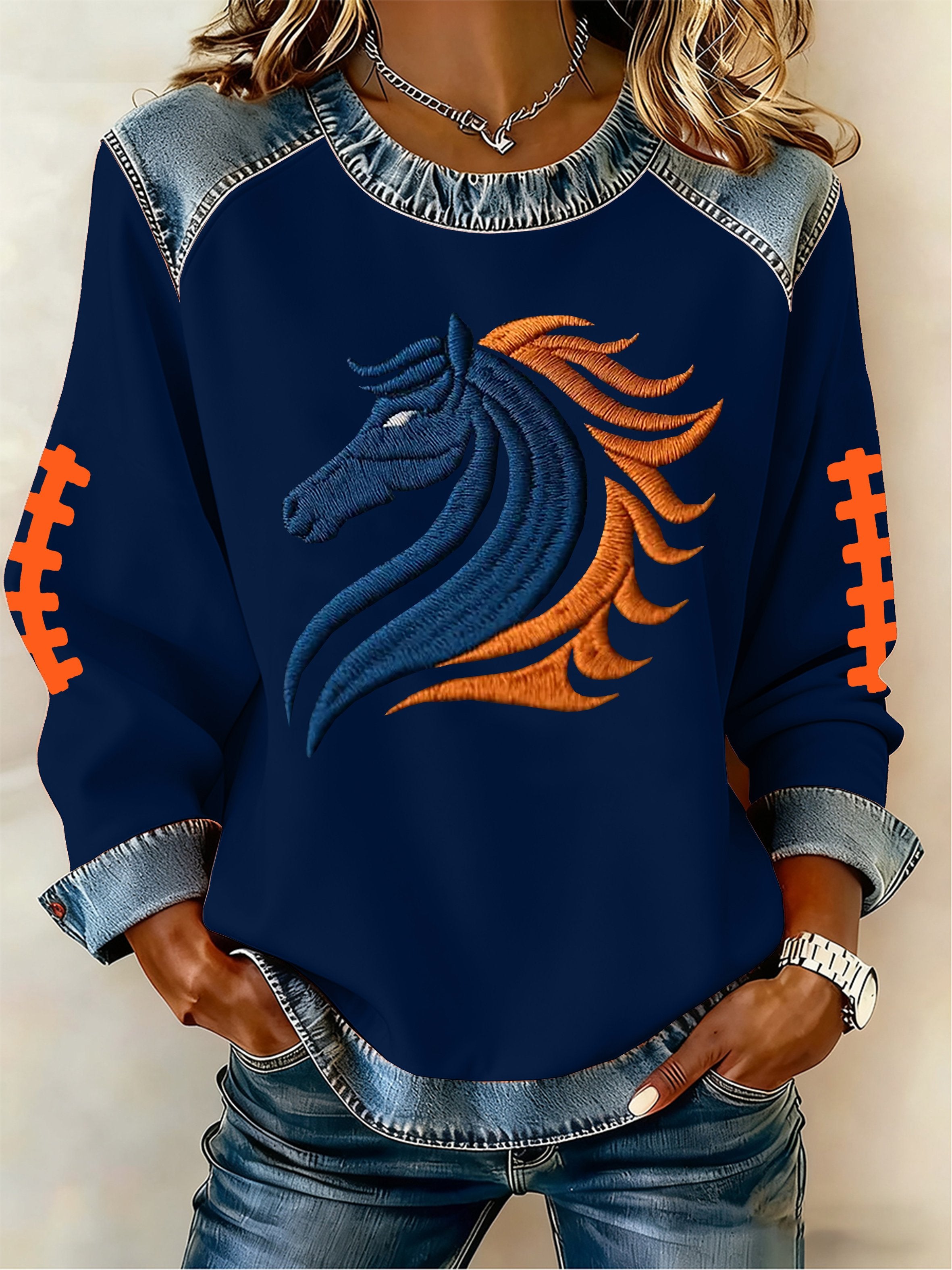 Women's Football Print Sweatshirt