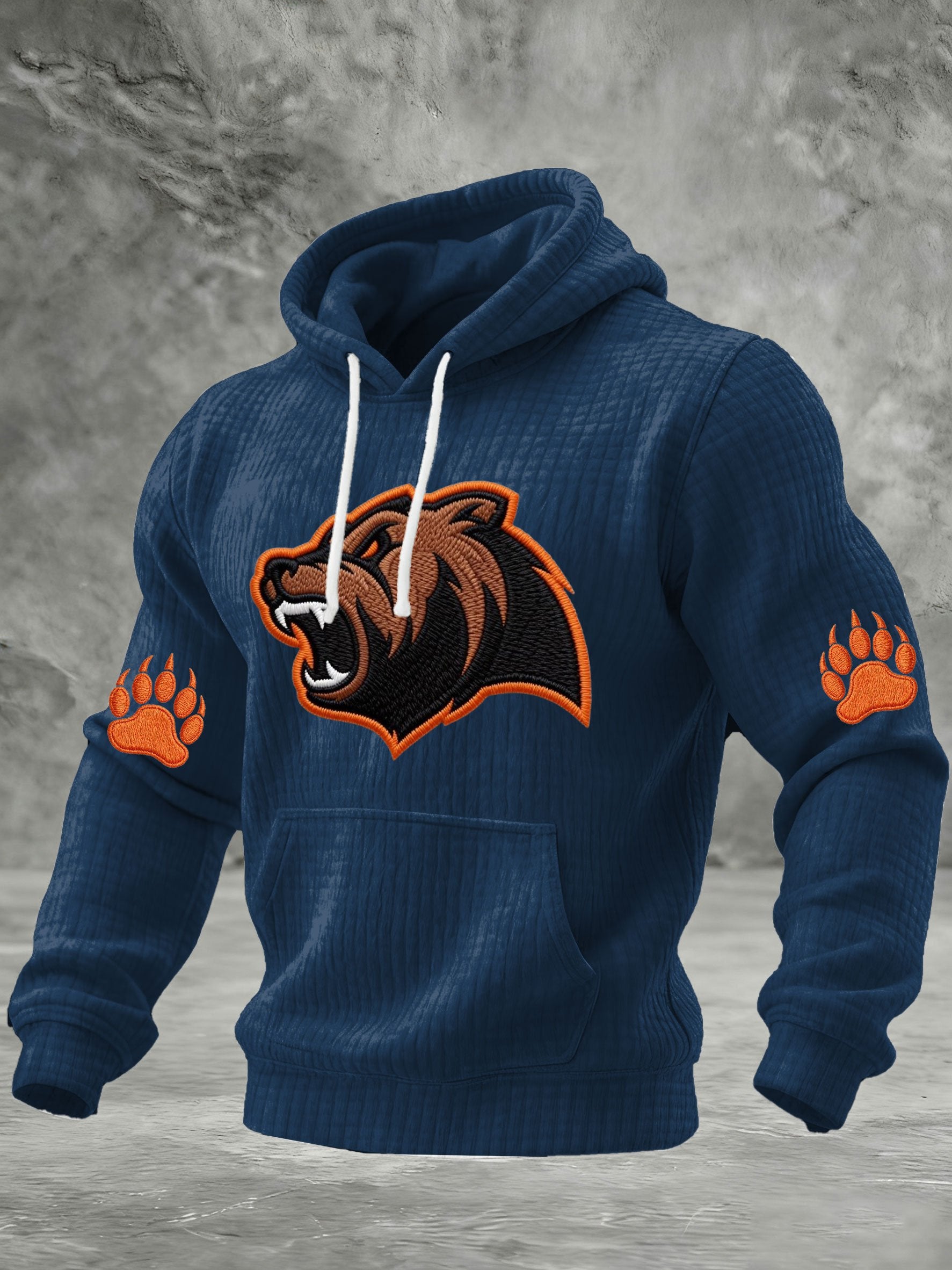 Men's Print Checkered Fabric Hooded Sweatshirt