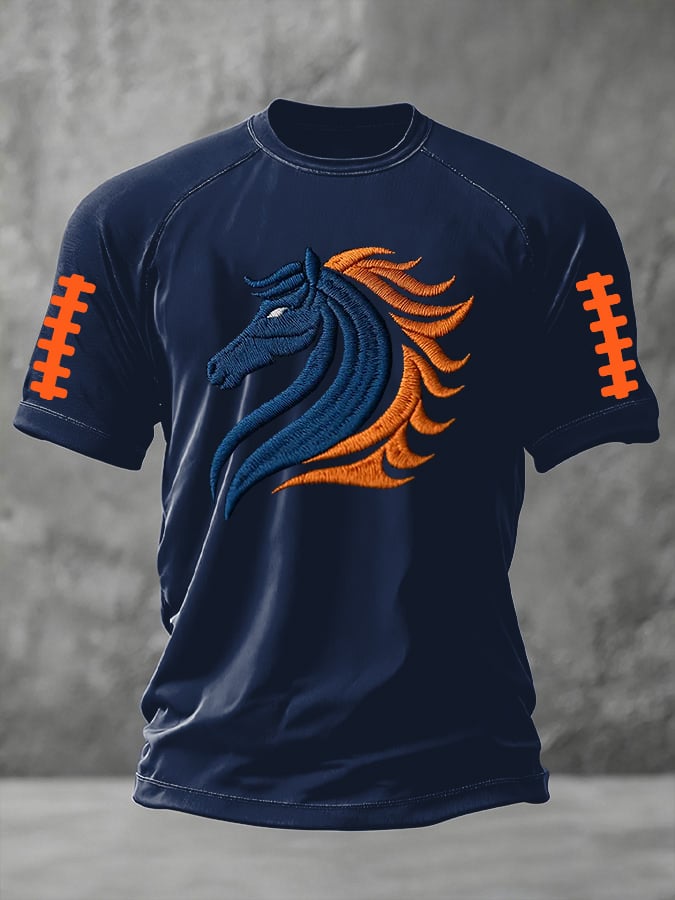 Men's rugby print short-sleeved T-shirt