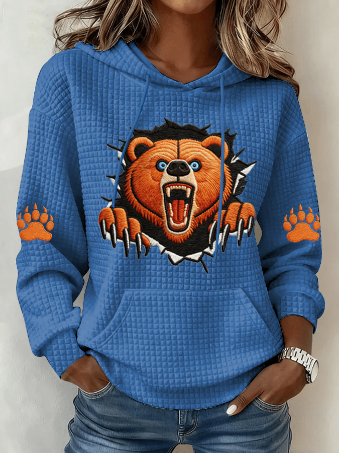 Women's Football Printed Waffle Fabric Hoodie