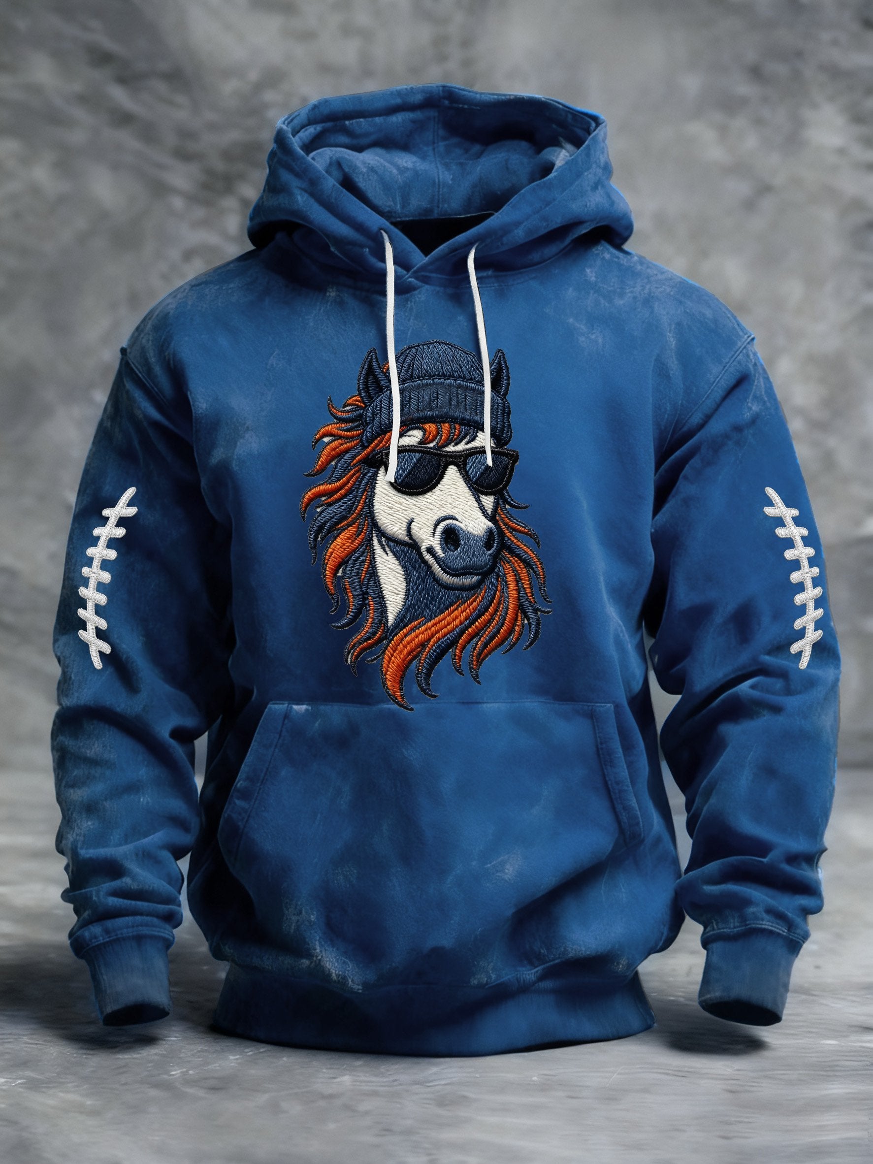 Men's Rugby Print Crew Neck Hoodie
