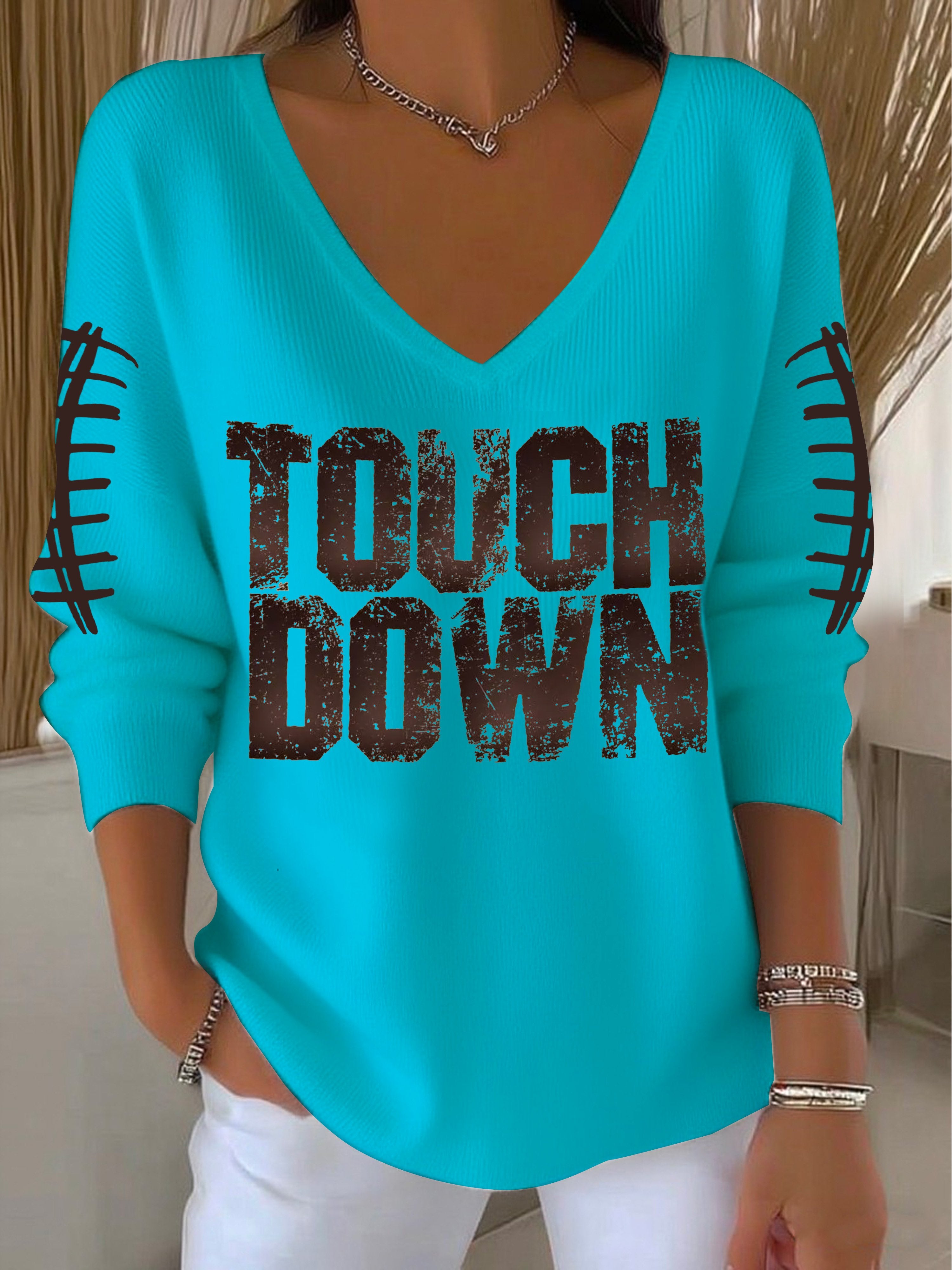 Women's Autumn Touchdown Printed Casual Top