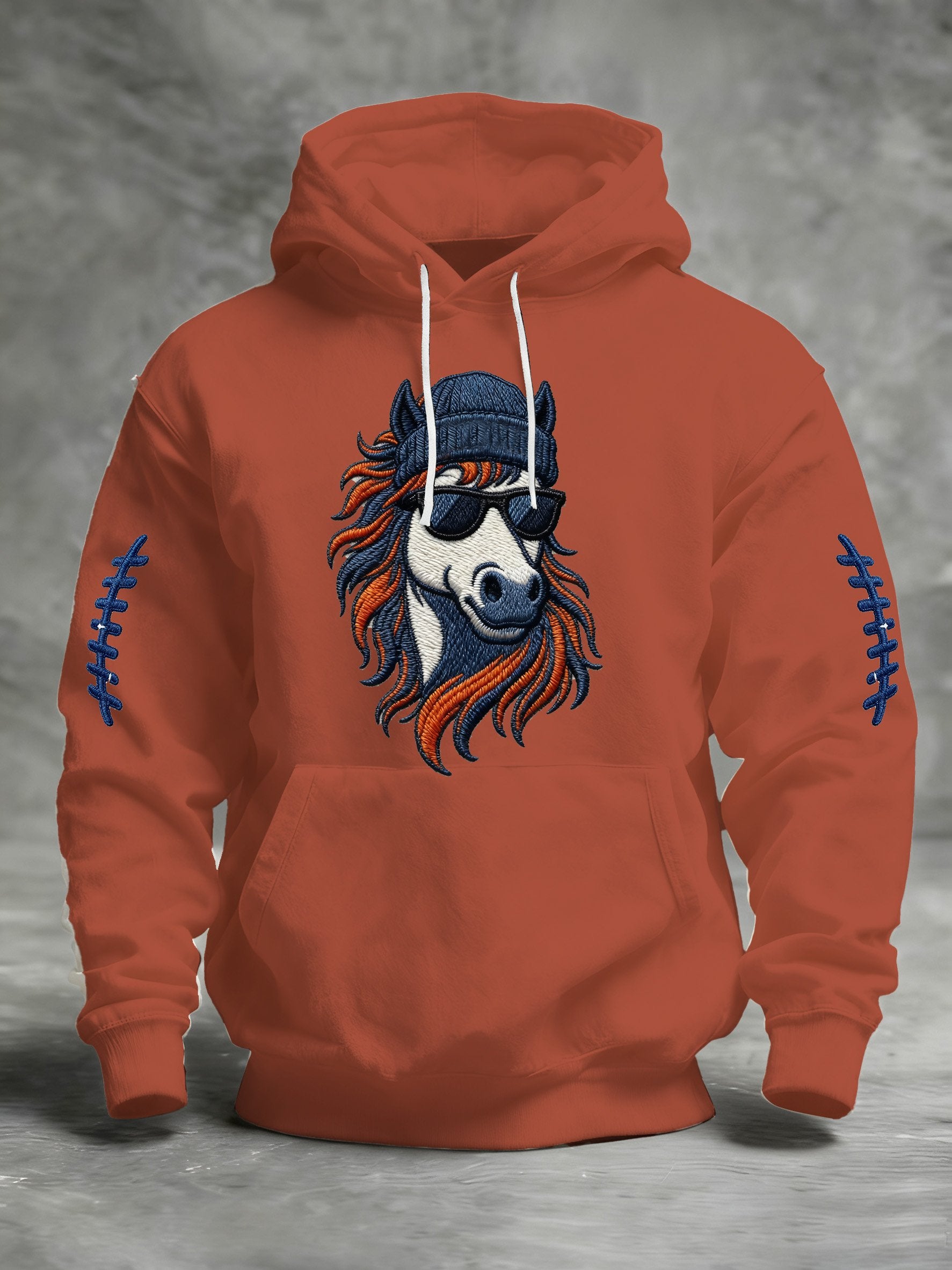 Men's Rugby Print Crew Neck Hoodie