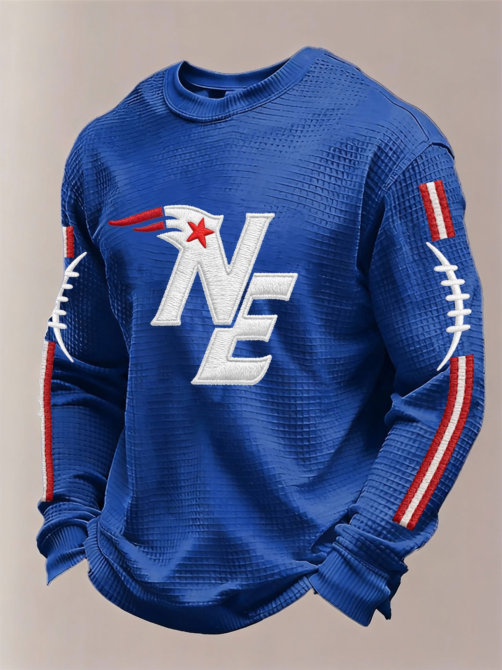 Men’s Football Graphic Waffle Knit Long Sleeve Crewneck Top