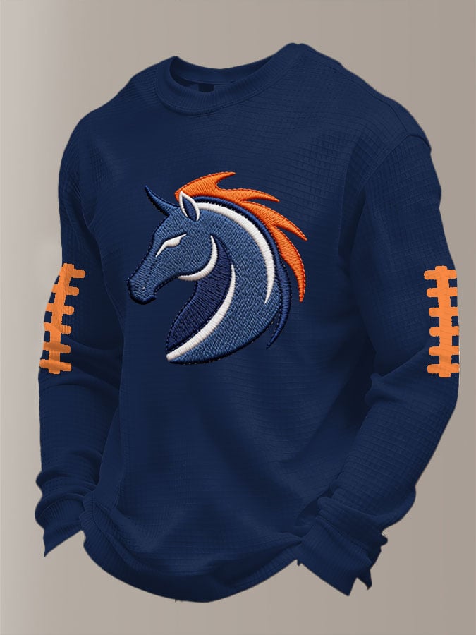 Men's Football Waffle Fabric Long-sleeved T-shirt