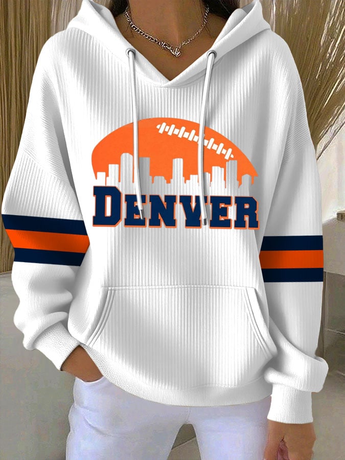 Women's Football Print Casual Hoodie
