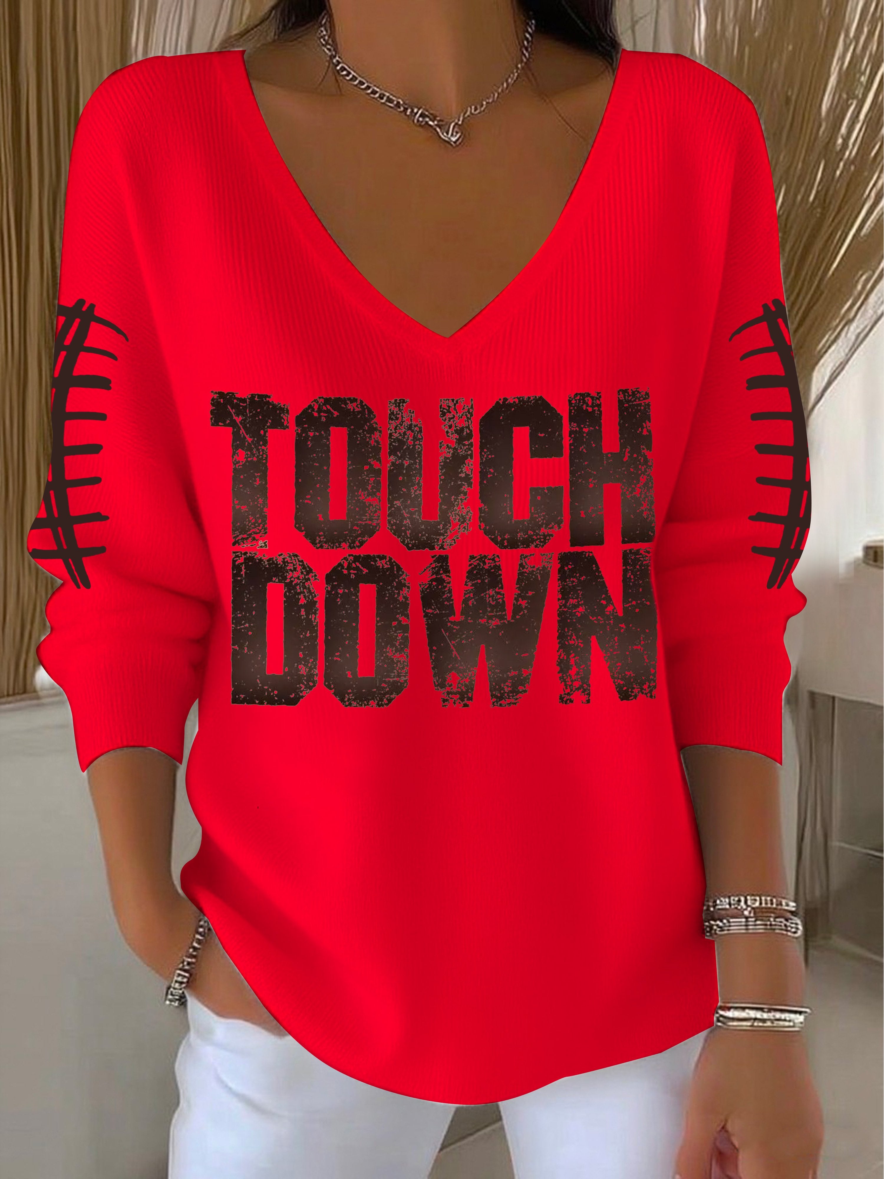 Women's Autumn Touchdown Printed Casual Top