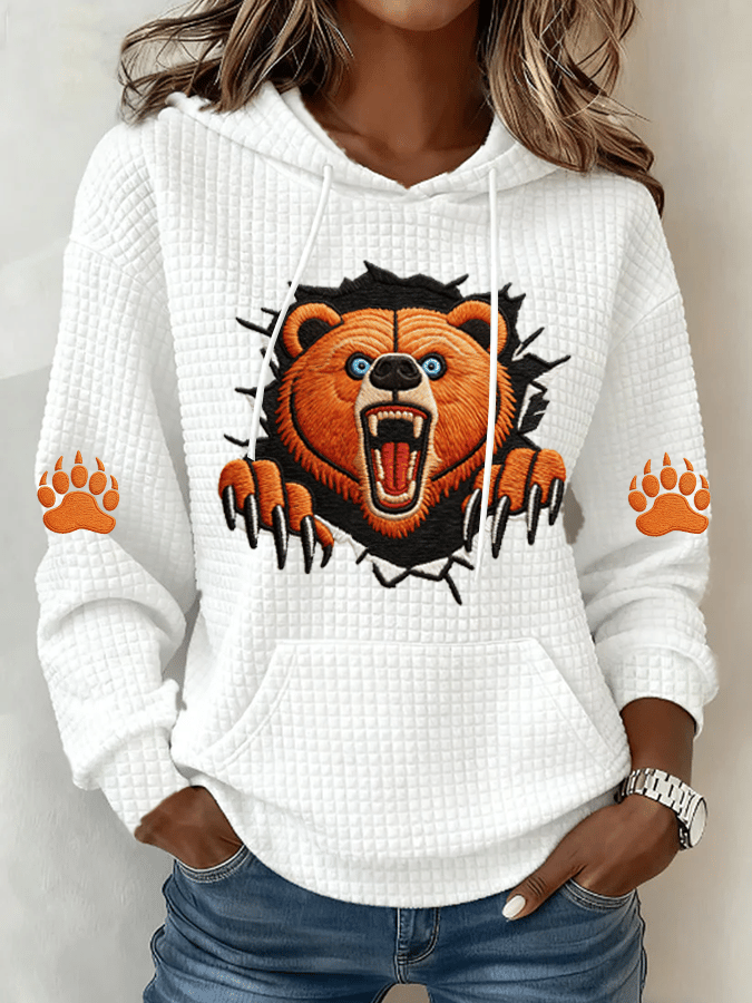 Women's Football Printed Waffle Fabric Hoodie