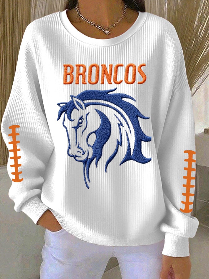 Women's Football Print Crew Neck Long Sleeve Top