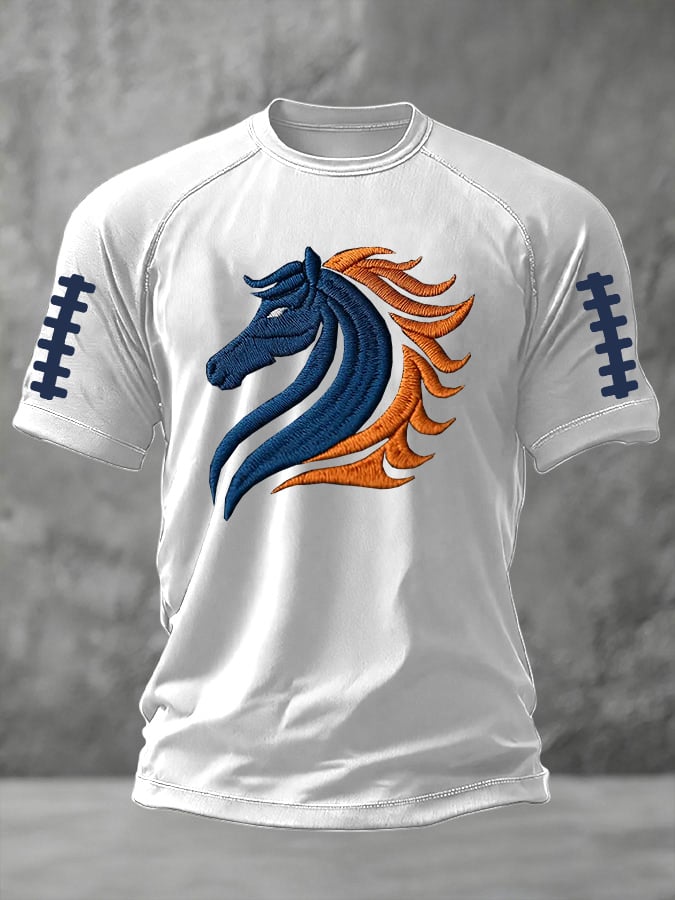 Men's rugby print short-sleeved T-shirt