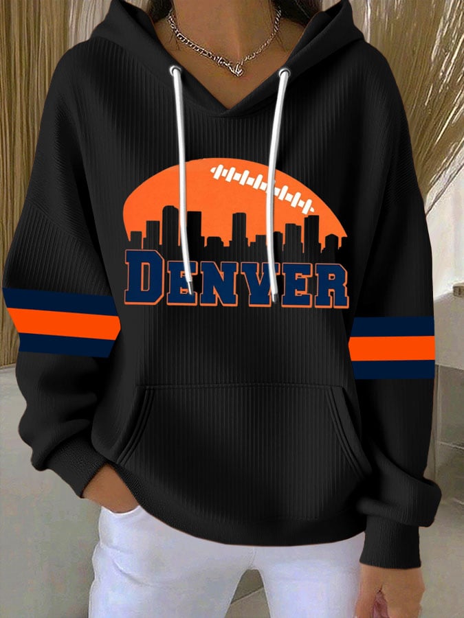 Women's Football Print Casual Hoodie