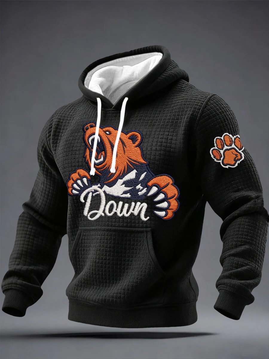 Men's Retro Bear Print Hoodie