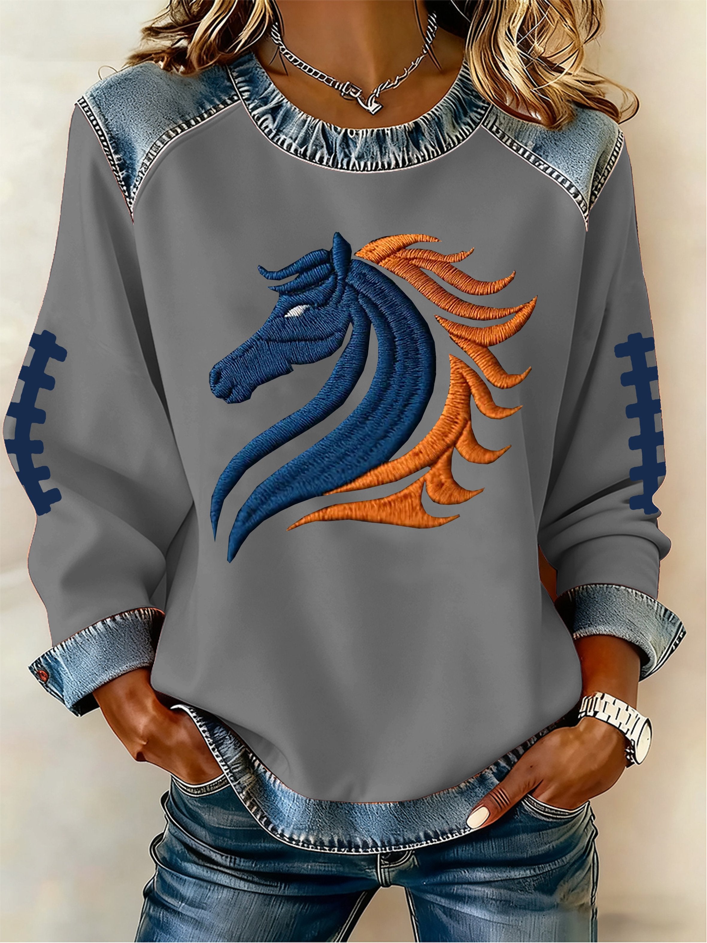 Women's Football Print Sweatshirt