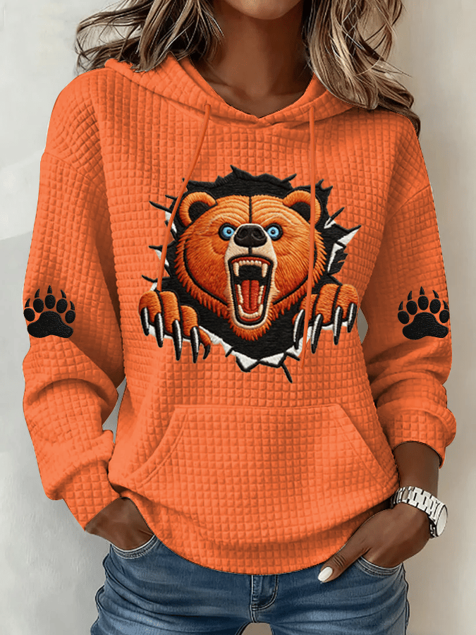 Women's Football Printed Waffle Fabric Hoodie