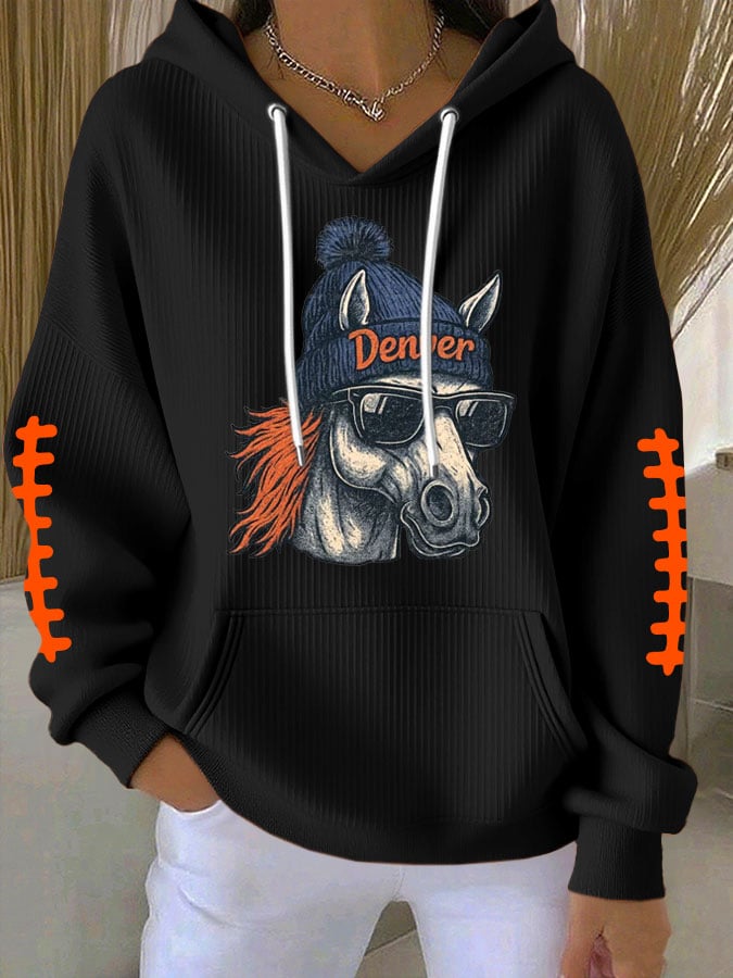 Women's Football Print Casual Hoodie