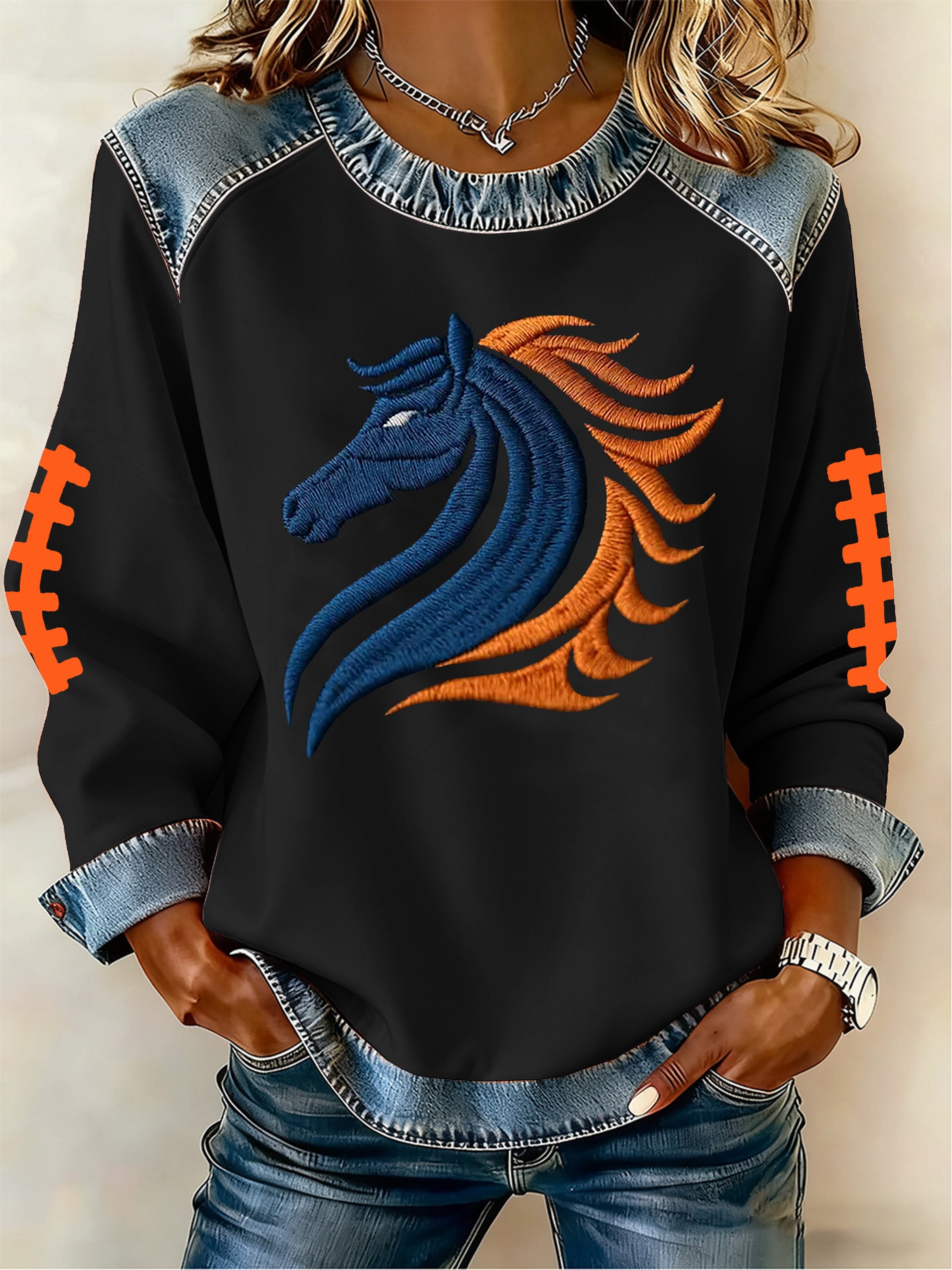 Women's Football Print Sweatshirt