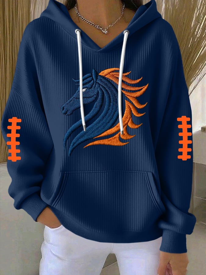 Women's Football Print Casual Hoodie