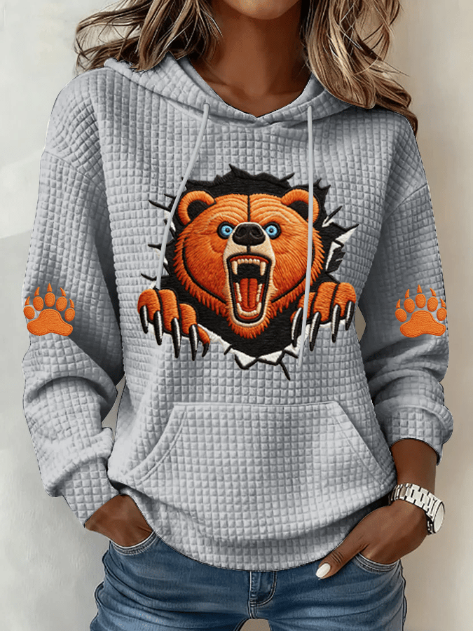 Women's Football Printed Waffle Fabric Hoodie