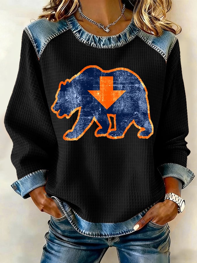 Retro Good Better Best Bear Down Print Sweatshirt