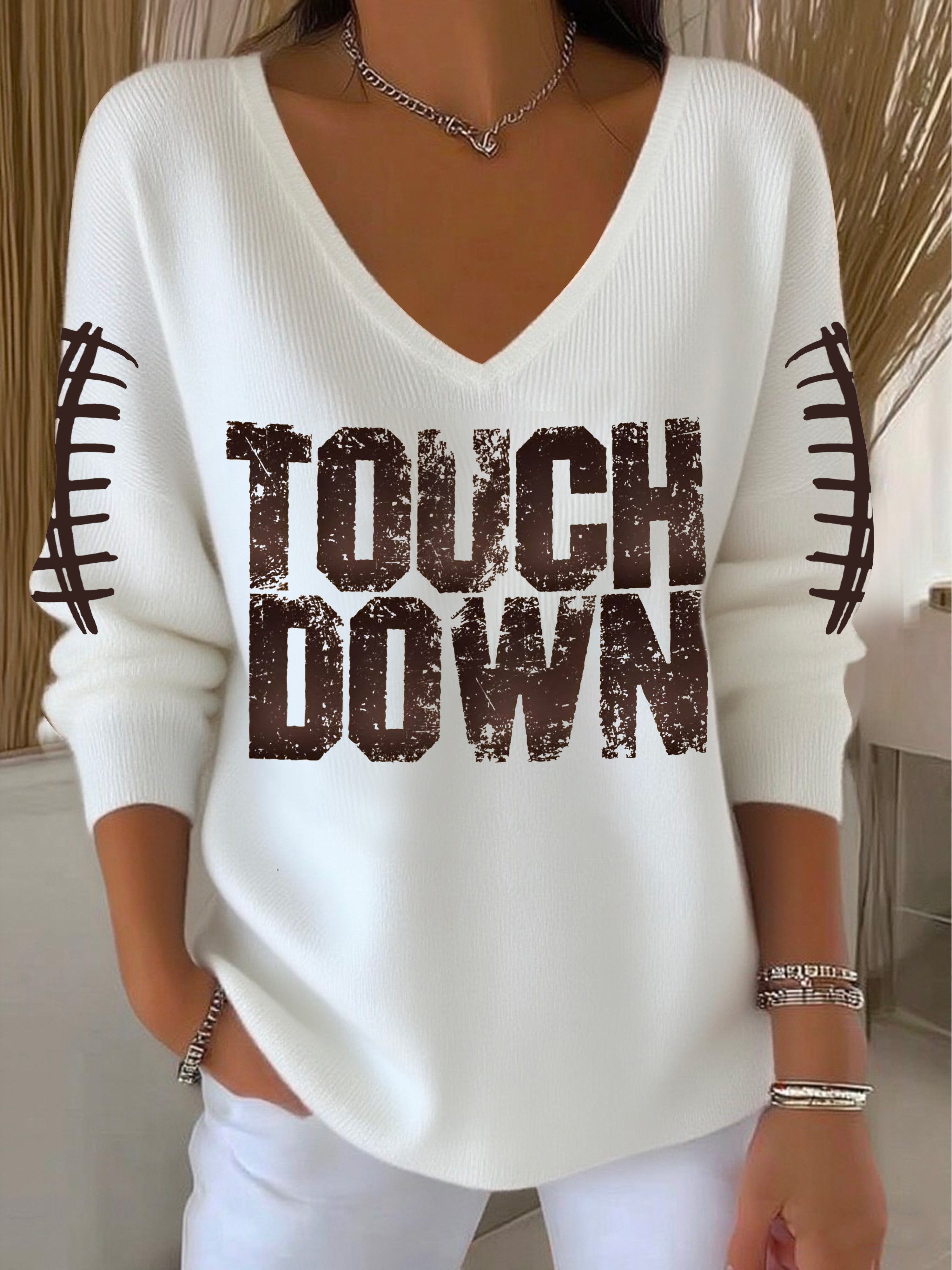 Women's Autumn Touchdown Printed Casual Top