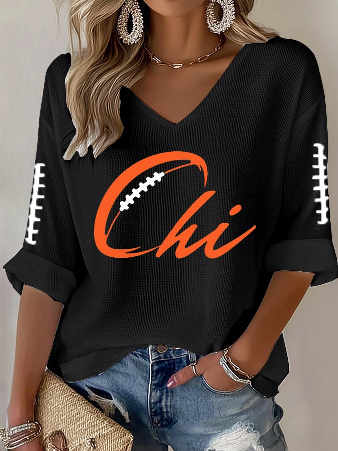 Women's Football print waffle T-shirt