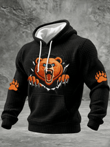 Men's Football Print Checkered Hooded Sweatshirt