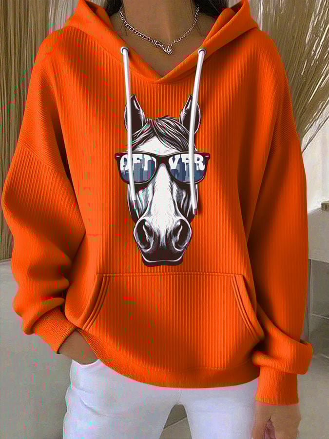 Women's Football Print Casual Hoodie