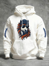 Men's Rugby Print Crew Neck Hoodie