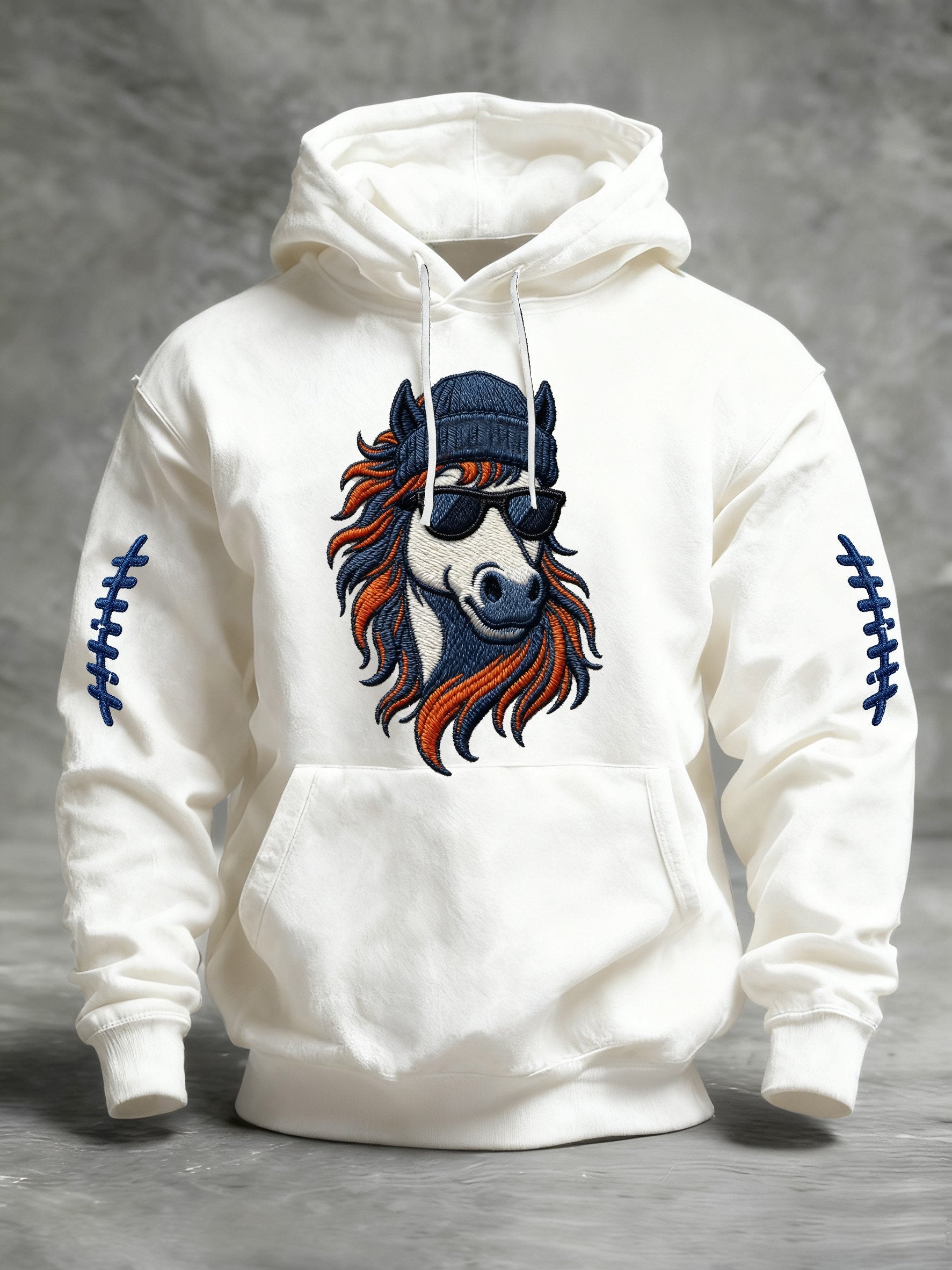 Men's Rugby Print Crew Neck Hoodie