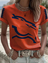 Women's Football Printed Round Neck T-Shirt