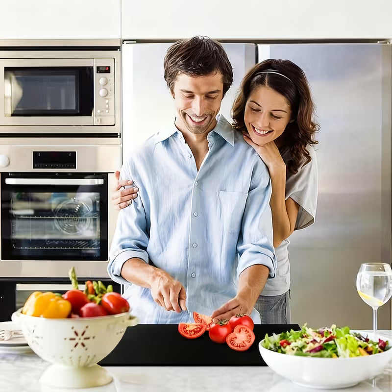 Large Black High-Tenacity PET Cutting Board with Protective Lip - Food-Safe Durable Countertop Protector for Kitchen Essentials, Scratch-Resistant Easy-Clean Design, Ideal for Holiday Gifts (Labor Day, Easter, Mother’s Day)