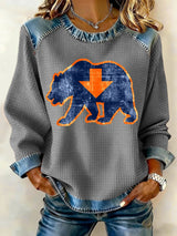 Retro Good Better Best Bear Down Print Sweatshirt