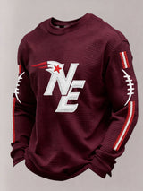 Men’s Football Graphic Waffle Knit Long Sleeve Crewneck  Top