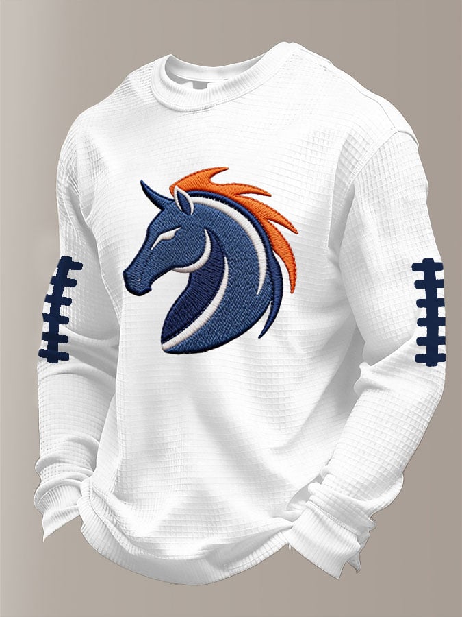Men's Football Waffle Fabric Long-sleeved T-shirt