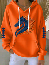 Women's Football Print Casual Hoodie